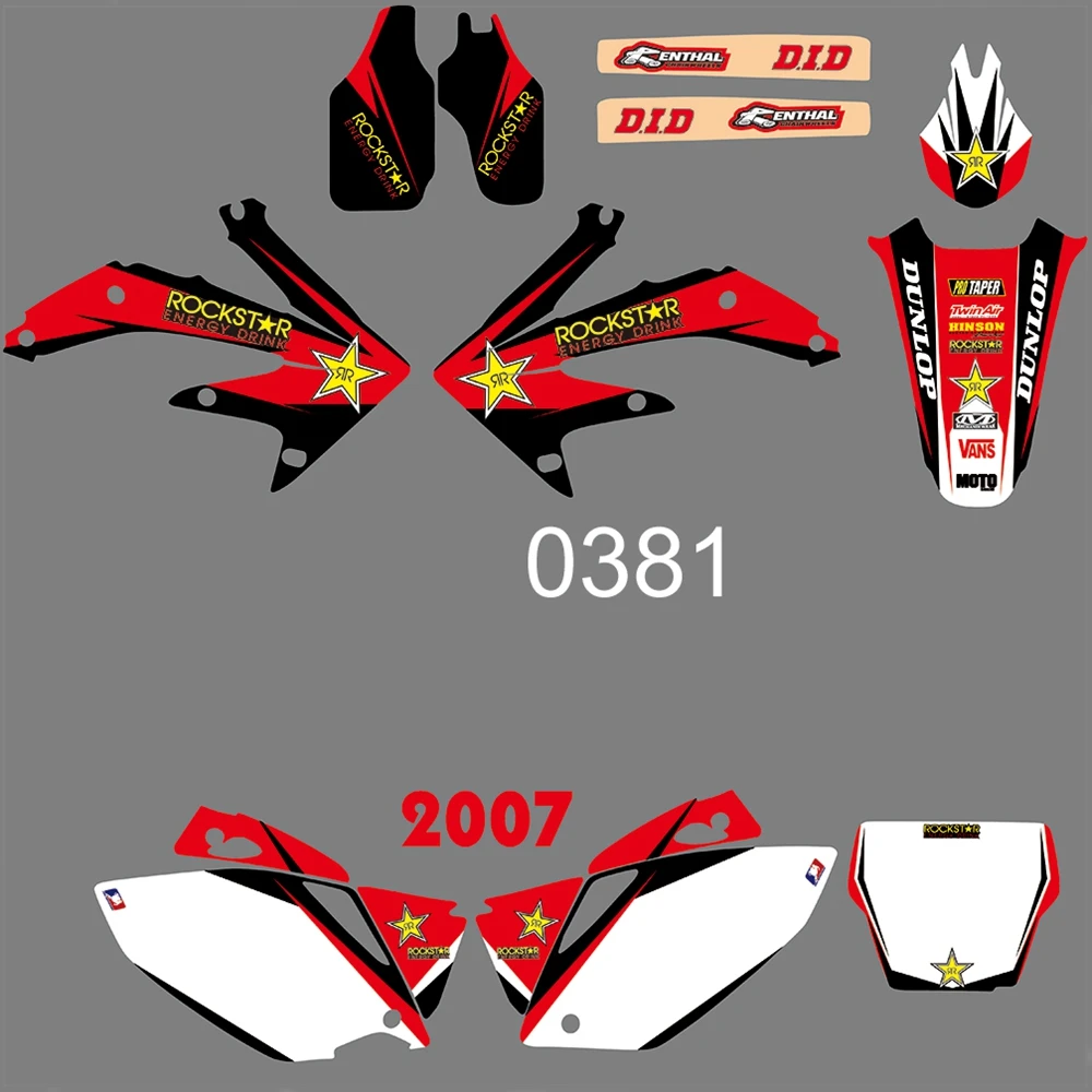 Для HONDA CRF250R CRF250 2006 2007 Графика наклейки на заказ Номер Наименование лента 3M Полный мотоцикл Фоны аксессуары