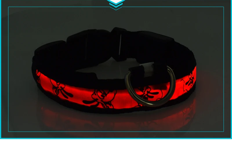 Ошейник для питомца ошейник для собаки светодиодный люминесцентный нейлоновый ремень Регулируемый двусторонний с использованием ошейника для питомца Безопасный Прочный ошейник для питомца