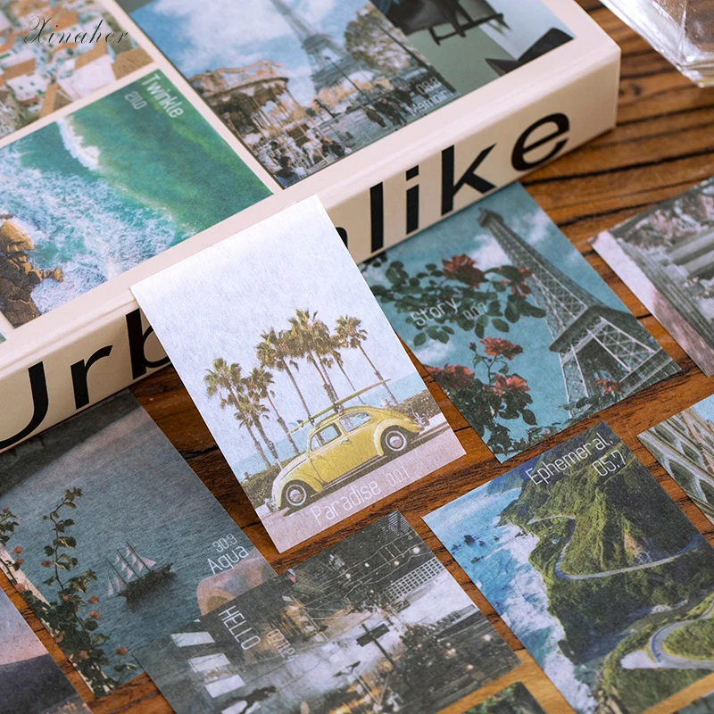 XINAHER 60pcs/bag Vintage memory photo adhesive paper sticker package DIY diary decoration album scrapbooking | Дом и сад