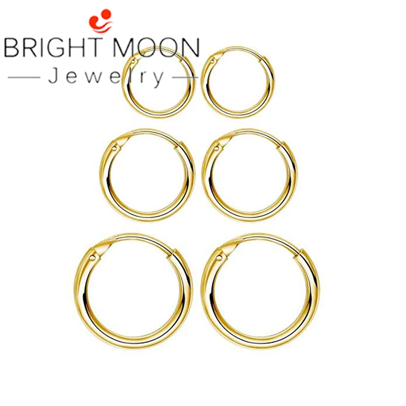 

Bright Moon Three pairs of small earrings hypoallergenic endless cartilage nose ring for ms man girl, 8 mm to 10 mm to 12 mm
