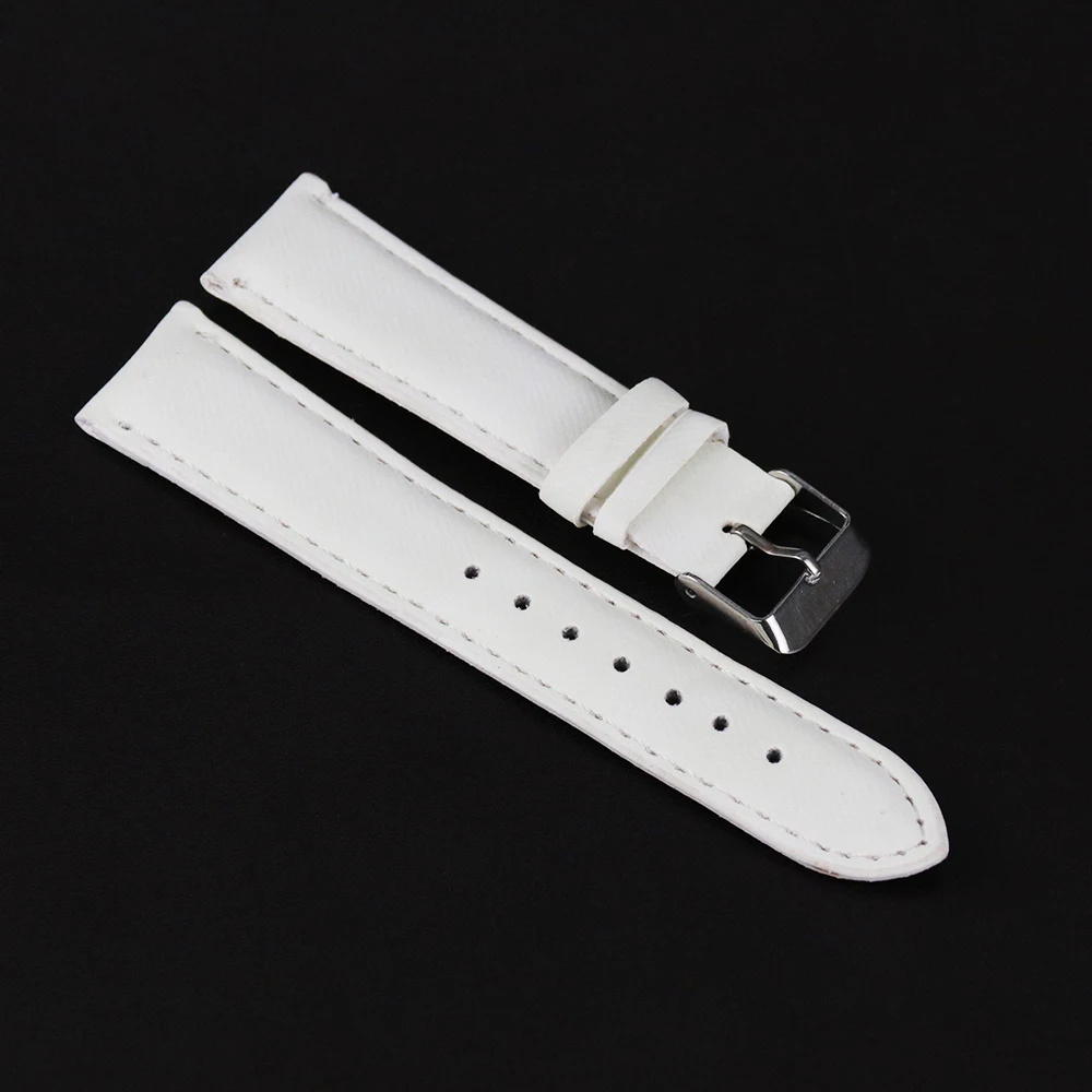 

High Quality Genuine Leather Straps White Colors Watchbands Soft Universal Wrist Belt 20mm Pin Buckle Band Accessories