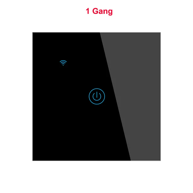 Tuya Smart Wifi Touch Light Switch EU 220V, No Neutral Wire Required Wall Switch 1/2/3/4 Gang, Compatible with Alexa Google Home Black 1 Gang