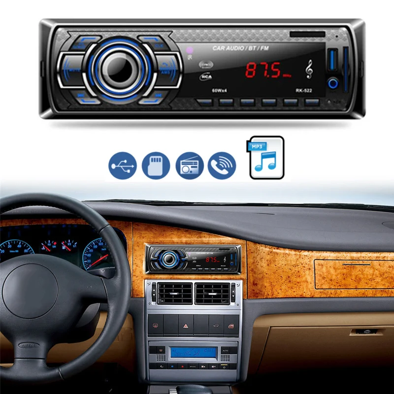 Автомобильный MP3-плеер Премиум FM радио головное устройство с микрофоном MMC USB Smart