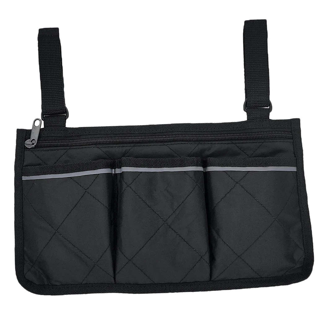 Универсальная сумка для ходунков, сумка-Органайзер, Боковая Сумка для инвалидных колясок и скутеров для хранения мелочей - Цвет: Black