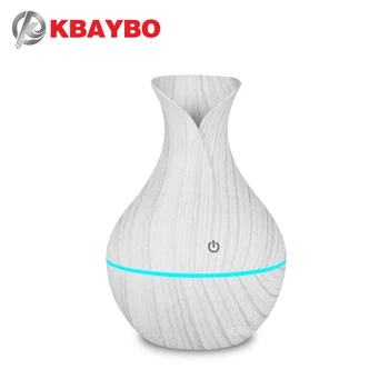 

KBAYBO 130ml USB mini electric humidifier aroma diffuser ultrasonic wood grain air humidifier with 7 color LED light for home