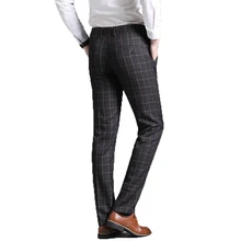 Классические мужские брюки мужские однотонный цветной бизнес формальный костюм брюки мужские брюки для отдыха для стройных мужчин клетчатый костюм брюки 29-38