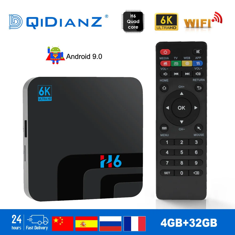 H6 TV BOX Smart 6K Ultra HD 4+32G Android 9.0 Movie TV Receiver WIFI Google Cast Netflix Media Player IPTV Set-top Box h6