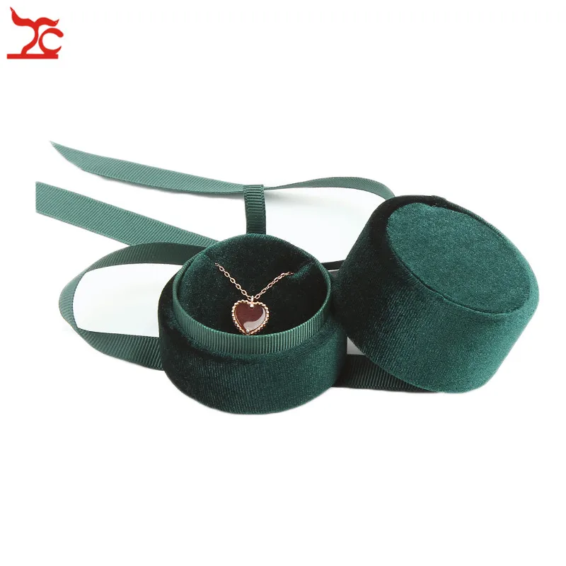 GREENpendantbox Качественный корейский стиль розовый серый зеленый цвет лента бант кольцо серьги кулон подарок упаковка ювелирных изделий Подарочная коробка 5,8(D)* 5,3 см 1 шт - Цвет: GREENpendantbox
