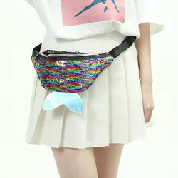Креативная Женская поясная сумка в виде рыбьего хвоста с блестками, поясная сумка для телефона, сумка на грудь, блестящие Модные цветные