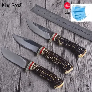 

Tactical Knife Survival Knife Outdoor Hunting Fixed Knife 7Cr17Mov Blade Anti Deer horn Handle Camping Knives 3 Design