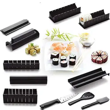 

10 Pcs/Set DIY Sushi Making Kit Roll Sushi Maker Rice Tools Sushi Roll Mold Japanese Cooking Sushi Kitchen Tools W2H9