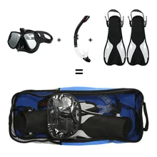 New Unisex Snorkeling Goggles Combo Set with Gear Bag Anti-fog Goggles Mask Snorkel Tube Fins Swimming Scuba Diving Travel