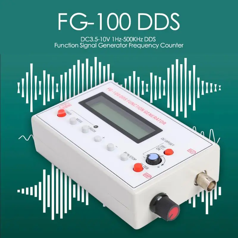FG-100 1 Гц-500 кГц DDS генератор сигналов удобный практичный удобный дизайн ЖК-дисплей регулируемый счетчик частоты
