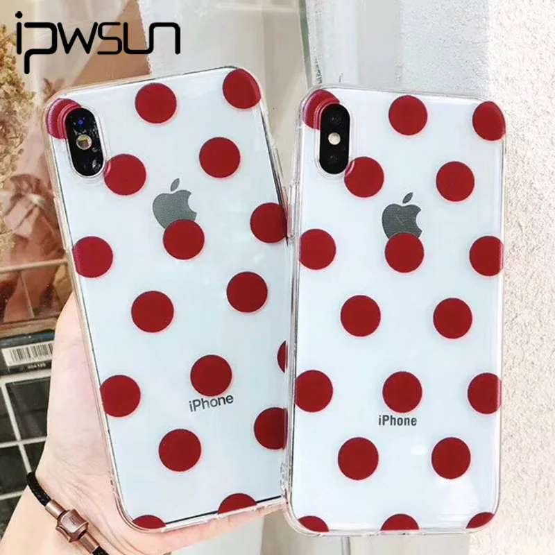 iPWSOO Wine Red Wave Point Phone Case For iPhone 11 Pro Max X XS XR Xs Clear Soft TPU Cases Cover 6 6s 7 8 Plus | Мобильные телефоны
