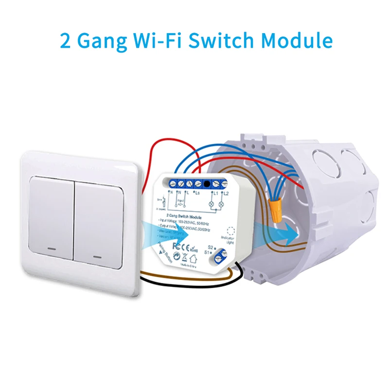 Tuya Smart Life Wifi Switch 2 Gang Relay Breaker Module Smart Lighting Google Home Alexa Echo Remote Control Timer Switch DIY