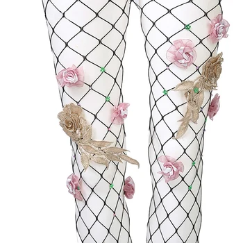 

Embroidery Floral Pantyhose Fishnet Pantyhose Women Female Nylon Stockings Sexy Tights Long High Thin Collant Femme Rajstopy
