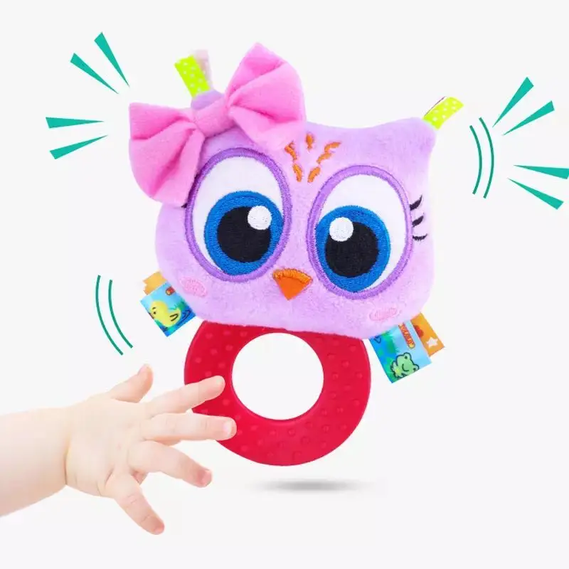 

Baby Infant Plush Rattle Stuffed Toy Hand Grasp Teethers Cute Animal Handbell Ring Newborns Early Development Boys Girls Gift