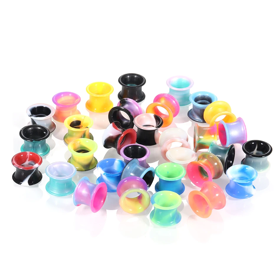 32Pcs/Lot Silicone Ear Gauge Plugs Tunnel Flesh 3-25MM Double Flared Ear Stretcher Expander Earring Piercing Kits Dilations