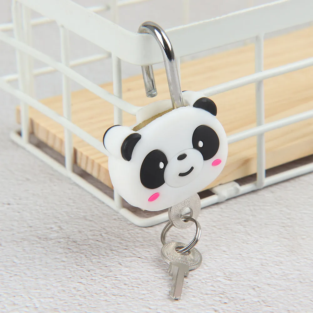 1 pc Mini Cartoon Handbag Lock Padlock Panda Shaped with Key Suitcase Lock Handbag Drawer Handles Zipper Bag Backpack Locks