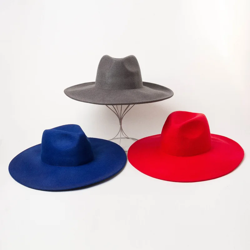 Classical Fedora for Women Men Wool Felt Winter Panama Hat Flat Top Pork Pie Big Wide Brim Millinery Body Adjustable | Аксессуары для