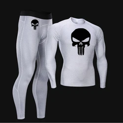 Skull Compression Sports underwear Men's Fitness MMA Rashard kit Quick-drying tights rashgard Male Training suits set tracksuit