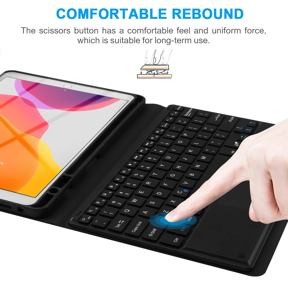 Bluetooth клавиатура для iPad 10,2 сенсорная немецкая/английская/французская/Русская/испанская беспроводная клавиатура с кожаным защитным чехлом
