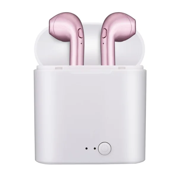 pink with charger I7 I7S TWS Bluetooth наушники беспроводные наушники портативная гарнитура телефон наушники Handsfree с микрофоном для iPhone X 8 7 6 Android - Цвет: pink with charger