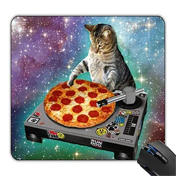 

1x Mouse pad Fashion Boutique Multicolor Space Cat Food DJ Fashion Mouse Pad Non-slip backing Durable cloth cover for gamers