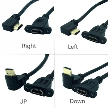 

HDMI 2.0 Right Angle Cable Right Left Up Down HDMI v2.0 male to female panel mount w/ screw 4K*2k 60Hz HD extension cable 15CM