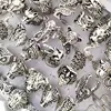 Bulk lots 50pcs Animal Mix Ring Men's Punk Rocker Skull Ring Snake Lion Leopard Dragon Elephant Owl Gecko Eagle Rings Man Gift 3