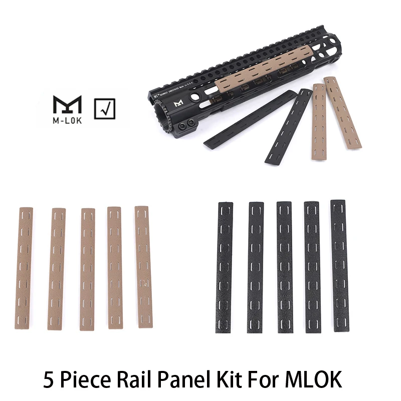 

Tactical 5 pcs/set M-Lok Rail Panel Kit Airsoft M-LOK Polymer Handguard Weaver Rail Covers Set Mount (5pcs) For MLOK BCM