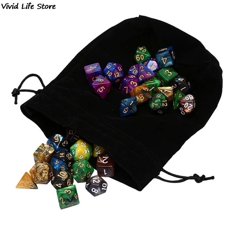 

49pcs Polyhedral Dice Double Colors Dice with Black Drawstring Bag