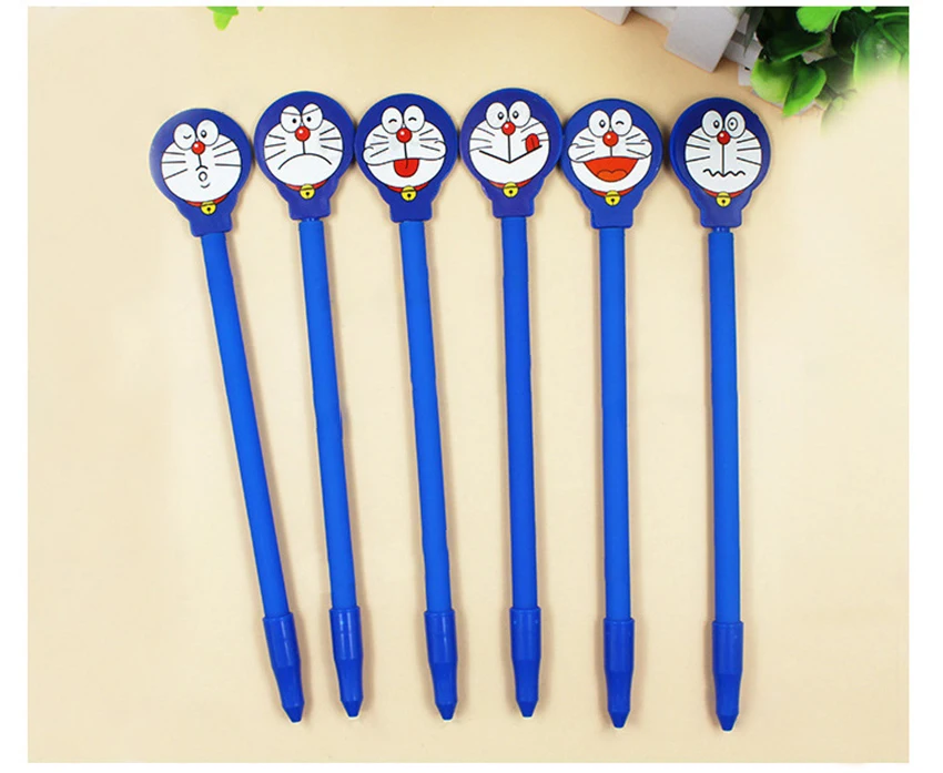 Doraemon Expression Gel Pen With Small Mirror, 0.5mm, Black Ink Maker Pen School Office Student Exam Writing Stationery Supply