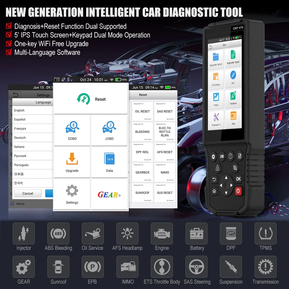 Запуск X431 CRP479 OBD2 сканер EPB DPF IMMO батарея сброс масла автоматический PK Launch CRP429C