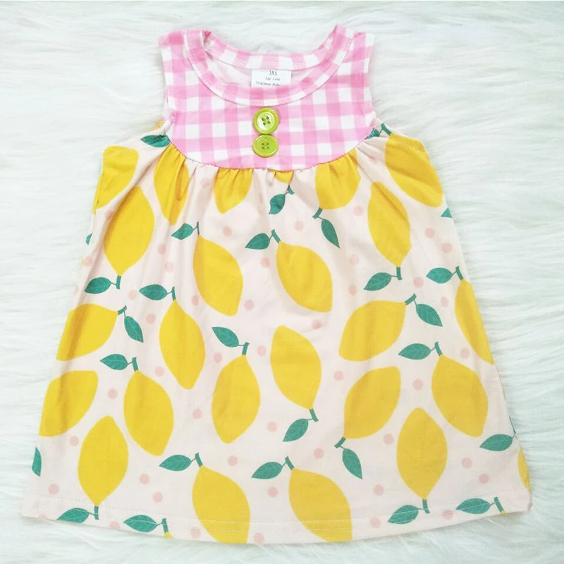 2020 летняя одежда для малышей лимонное платье маленьких девочек Повседневное
