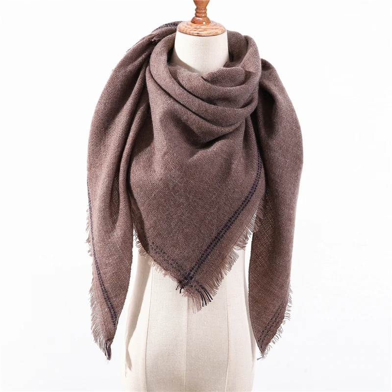 Дизайнерский зимний треугольный шарф для женщин, роскошная брендовая Пашмина шаль, кашемировые шарфы, теплое одеяло для шеи, Дамская бандана из пашмины
