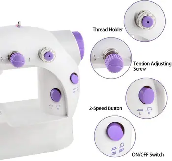 

Sewing Machine Mini Portable Household Light Foot Pedal Straight Line Hand Table Two Thread Kit Electric