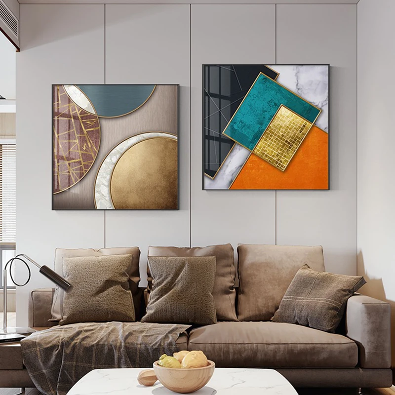 

Abstract geometric Gold Canvas Posters and print Minimalist interior design Home decor wall art Pictures For Living Room Bedroom