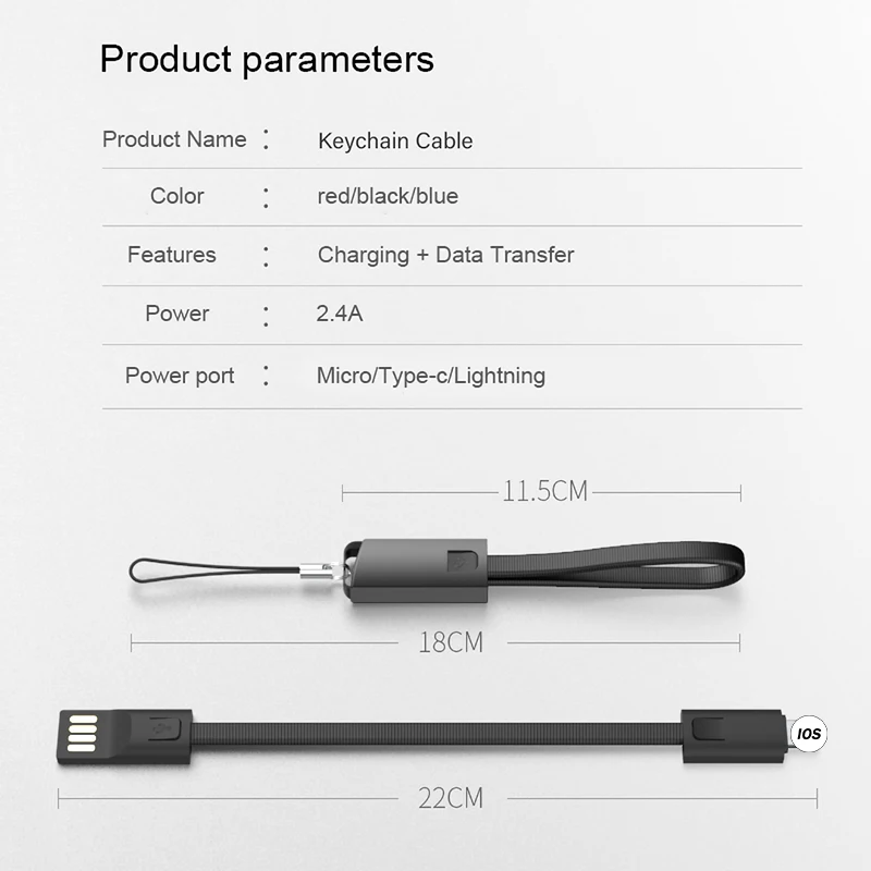 Портативный короткий кабель брелок, зарядное устройство USB для iPhone Xiaomi/type C/Micro USB C шнур Быстрая Зарядка Синхронизация данных кабели для телефонов аксессуар