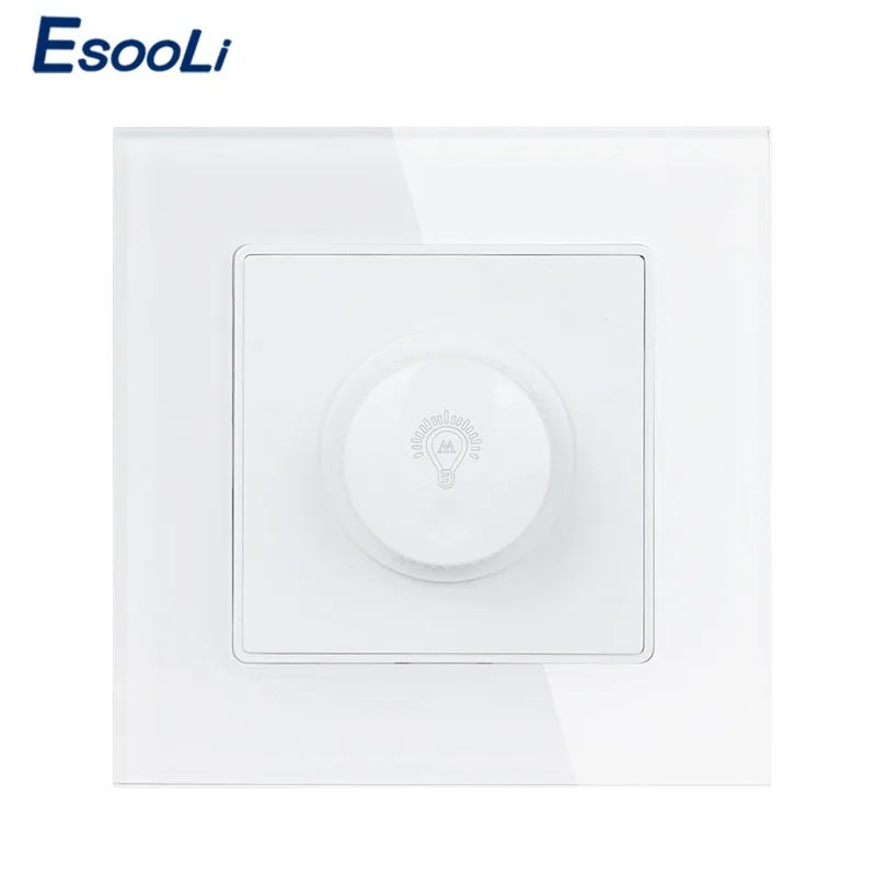 

Esooli Lamp Dimmer Regulator Only For LED Light Bulb Luxury Crystal Glass Panel Wall Light Switch Interruptor 16A 0~300W