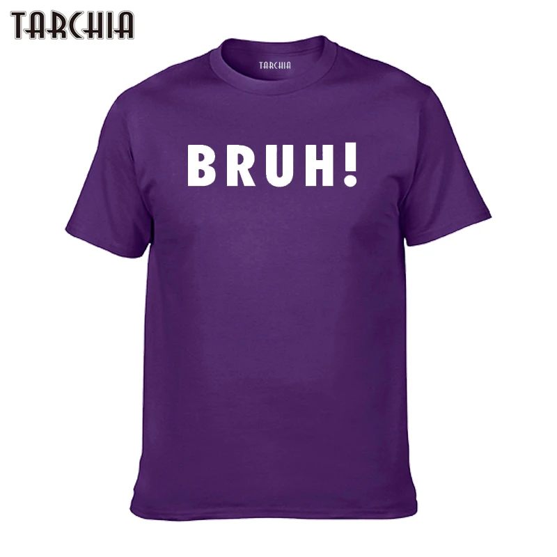 Мужская Базовая футболка TARCHIA с принтом BRUH хлопковые облегающие мужские модные