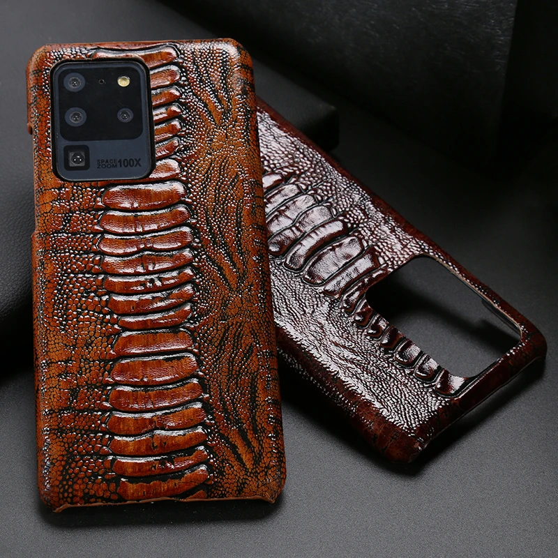 Leather Phone Case For Samsung S20 Ultra S7 S8 S9 S10 Lite S10e Note 8 9 10 Plus A20 A30 A50 A70 A51 A71 Ostrich Foot Texture | Мобильные