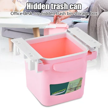 

Concealed Trash Can Dust Bin Desktop Home Kitchen Office Retractable Storage Case JS22