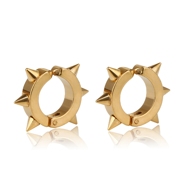 Punk Titanium Steel Ear Clip Ear Stud Earrings For Men Women Black Pierced/No Pierced Fake Ear Circle New Pop Jewelry