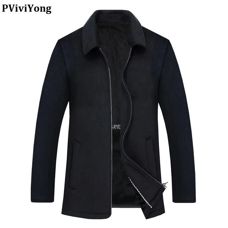 PViviYong Новое поступление, высококачественный шерстяной Тренч, короткое пальто для мужчин, куртки с толстым вкладышем, Мужская парка, большие размеры, M-4XL 1788
