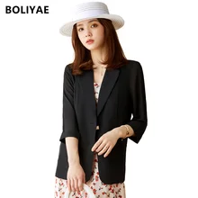 Aliexpress - Boliyae White Women Blazers Jackets New Spring Autumn Single Button Casual Office Suits Slim Solid Female Outerwear Chic Tops