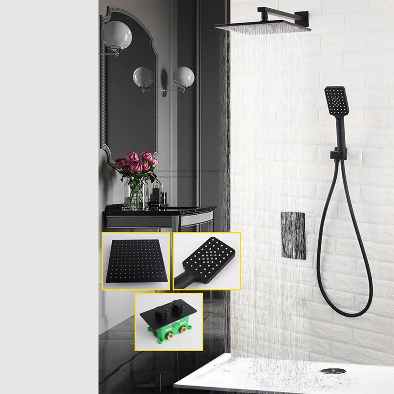 

Yulu Dumb Black Dark Outfit Embedded Constant Temperature Cold Hot Water Income Wall Type Shower Shower