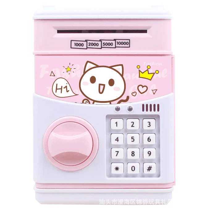 

Electronic password money box cash coin savings box bank safe cartoon electric piggy bank plastic music automatic roll money