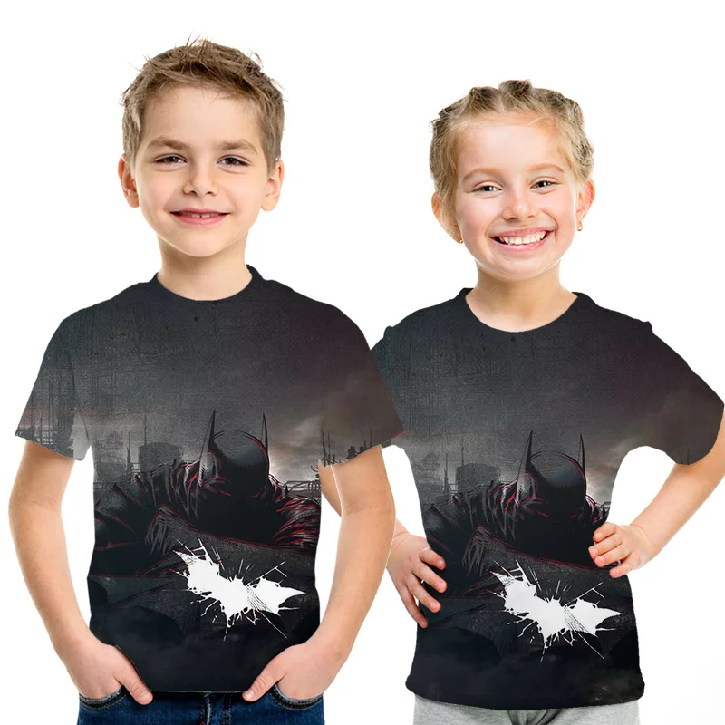 Детская футболка с 3D принтом Бэтмена повседневные футболки с аниме для мальчиков и девочек, детская одежда летние футболки Harajuku в стиле хип-хоп, уличная одежда, топы, качественные футболки