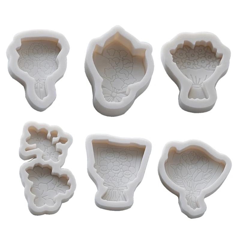 

6Pcs Handmade Line Drawing Flower Epoxy Resin Molds Bridal Bouquet Flower Gypsum Silicone Molds Kit Art Crafts Tools